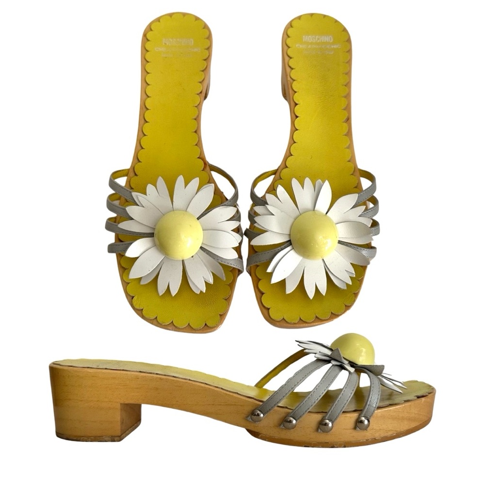 MOSCHINO Cheap and Chic sandals Daisy detail wood sole sz 38